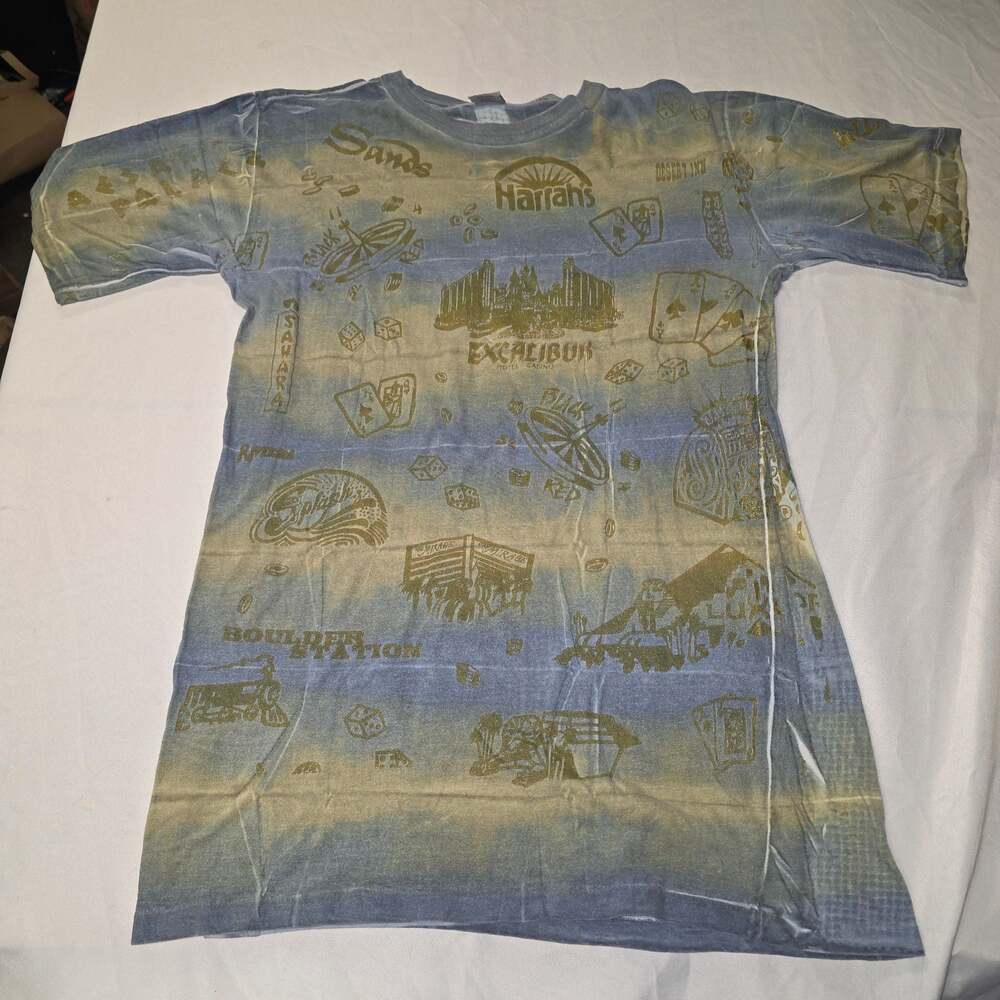 Vintage Las Vegas Casino Souvenir Shirt L/XL all-over print tie-dye single stitc